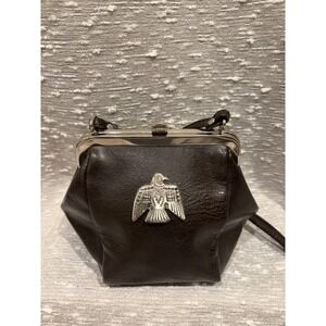Barganza Vtg 70s Genuine Leather Crossbody Small bag Boho Hippie Thunderbird
